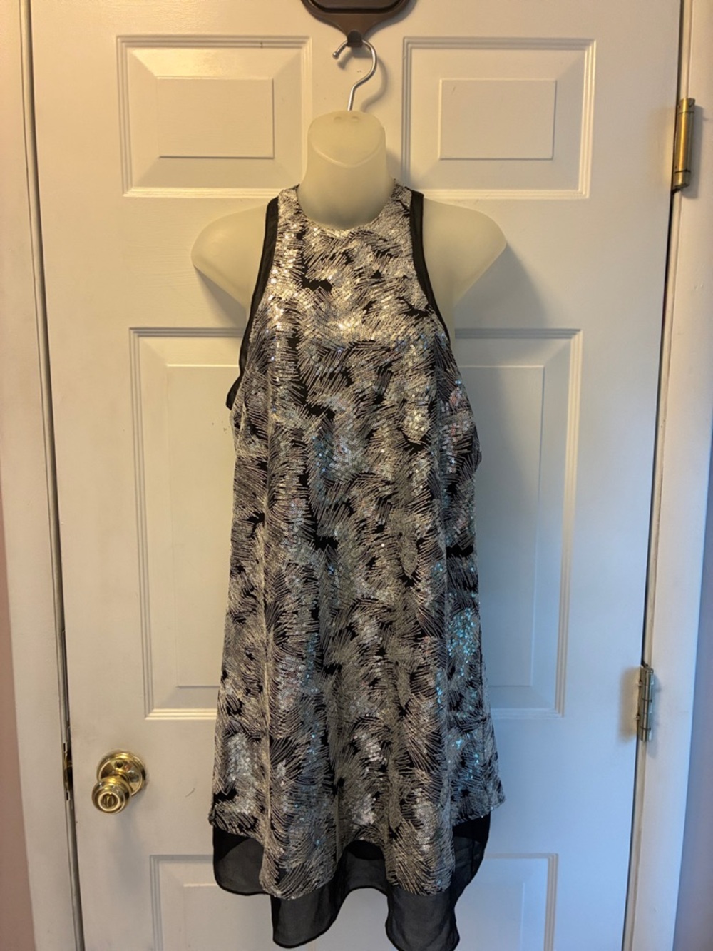 NBD Black and Silver Metallic Mini Dress